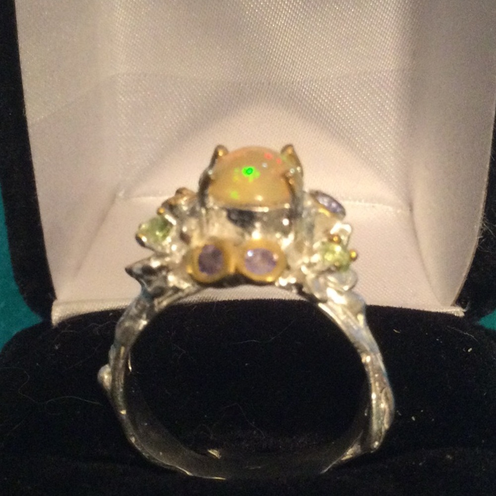 ⭐️Genuine Natural Fiery Opal & Tanzanite Ring - Picture 6 of 13